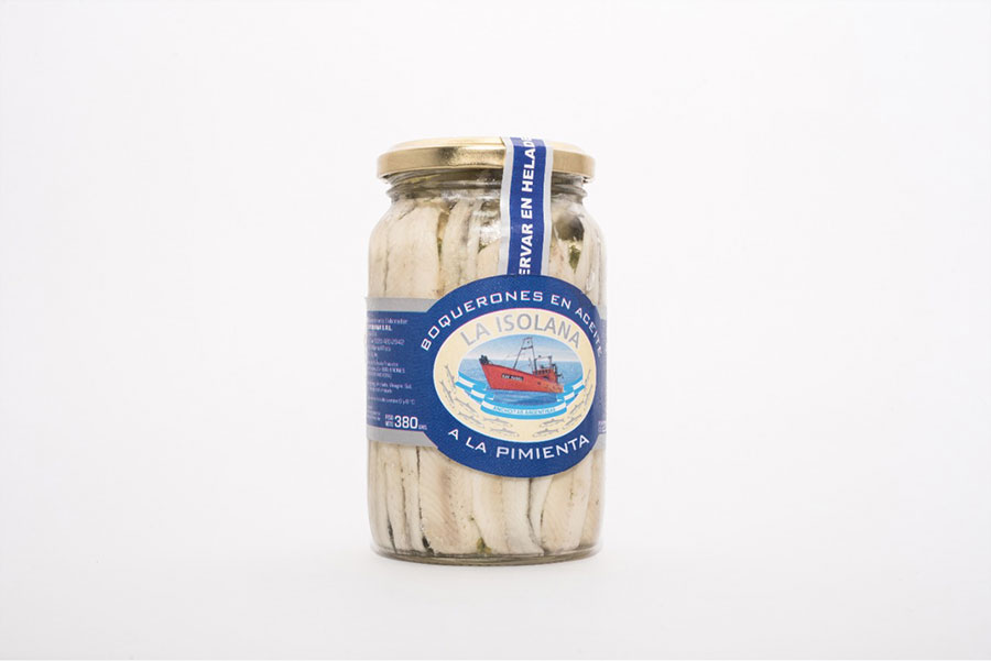Boquerones en aceite a la pimienta 380 grs.